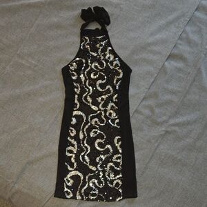 Glamorous Black and Silver Sequin Mini Dress